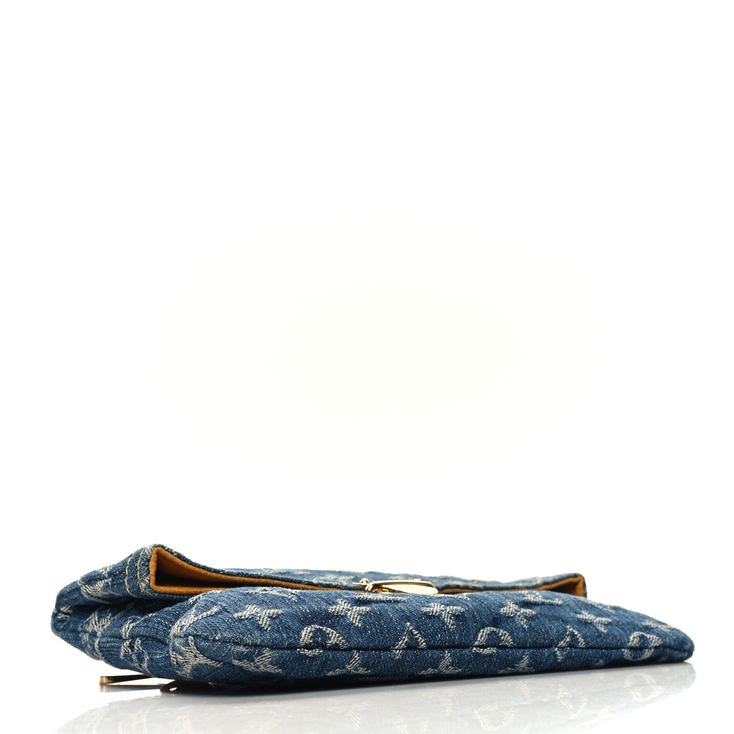 Louis Vuitton Monogram Denim Pochette Plat Clutch Blue 4 of 9