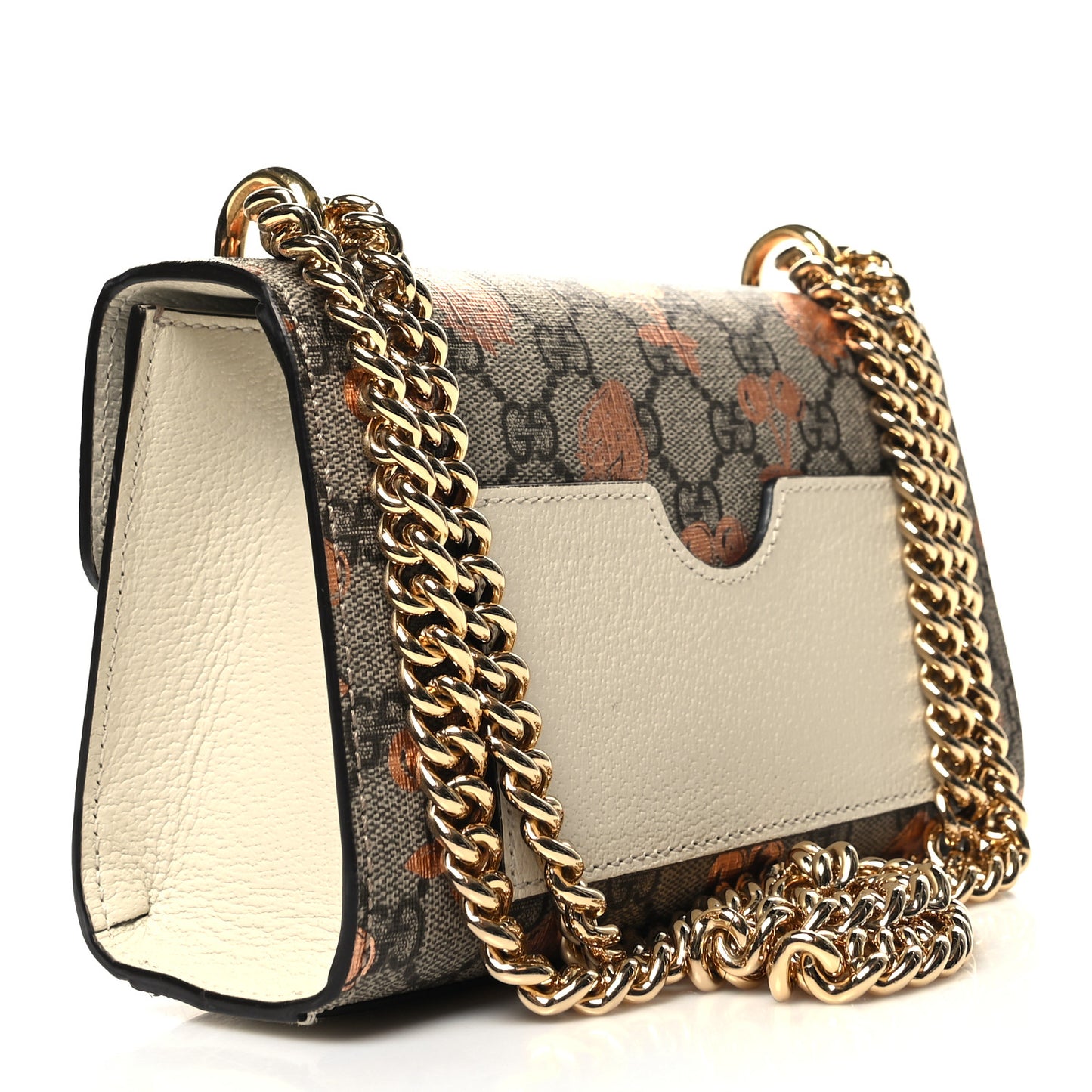 GG Supreme Monogram Berry Textured Dollar Calfskin Small Padlock Shoulder Bag Beige Ebony Light Copper Mystic White