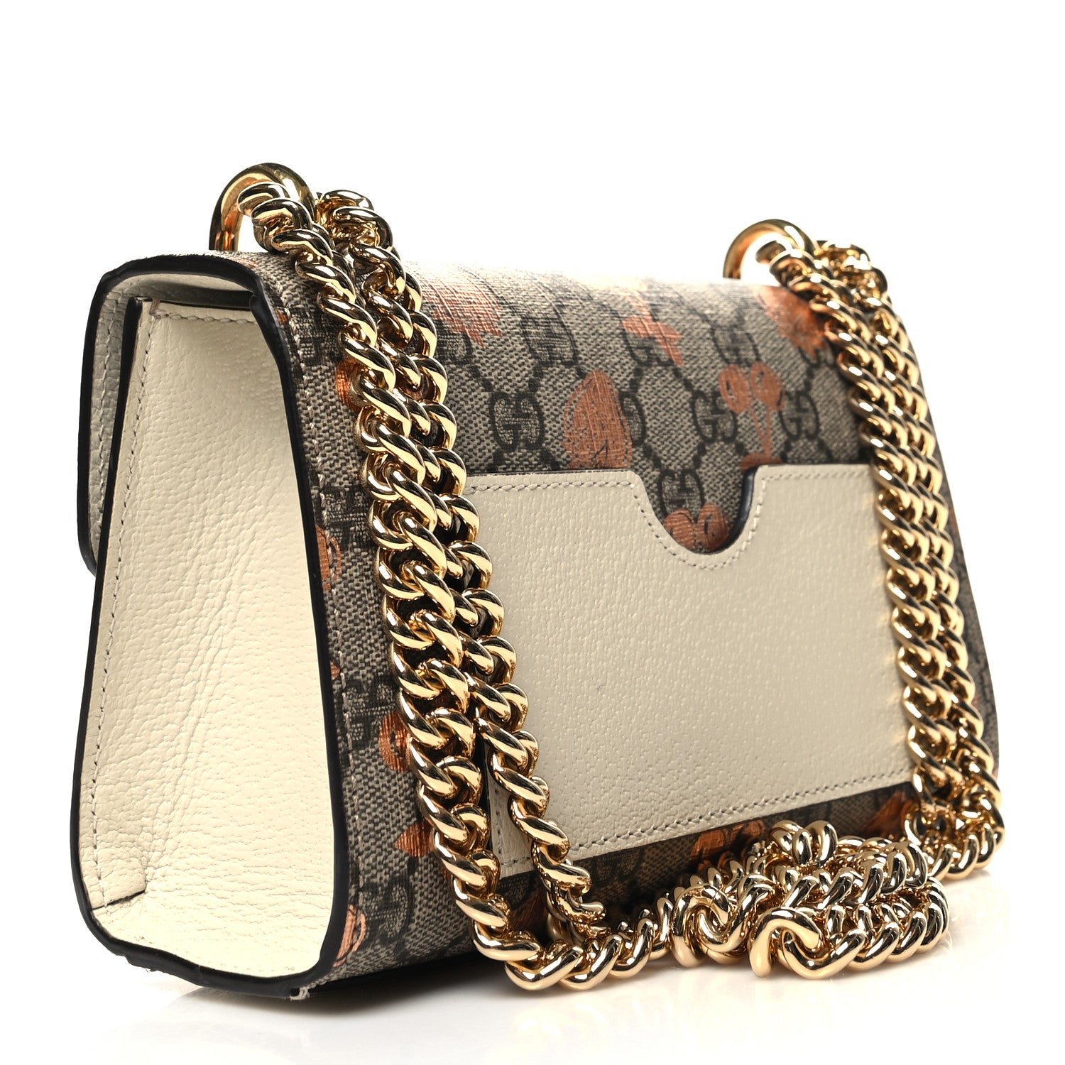 Gucci GG Supreme Monogram Berry Textured Dollar Calfskin Small Padlock Shoulder Bag Beige Ebony Light Copper Mystic White 3 of 11