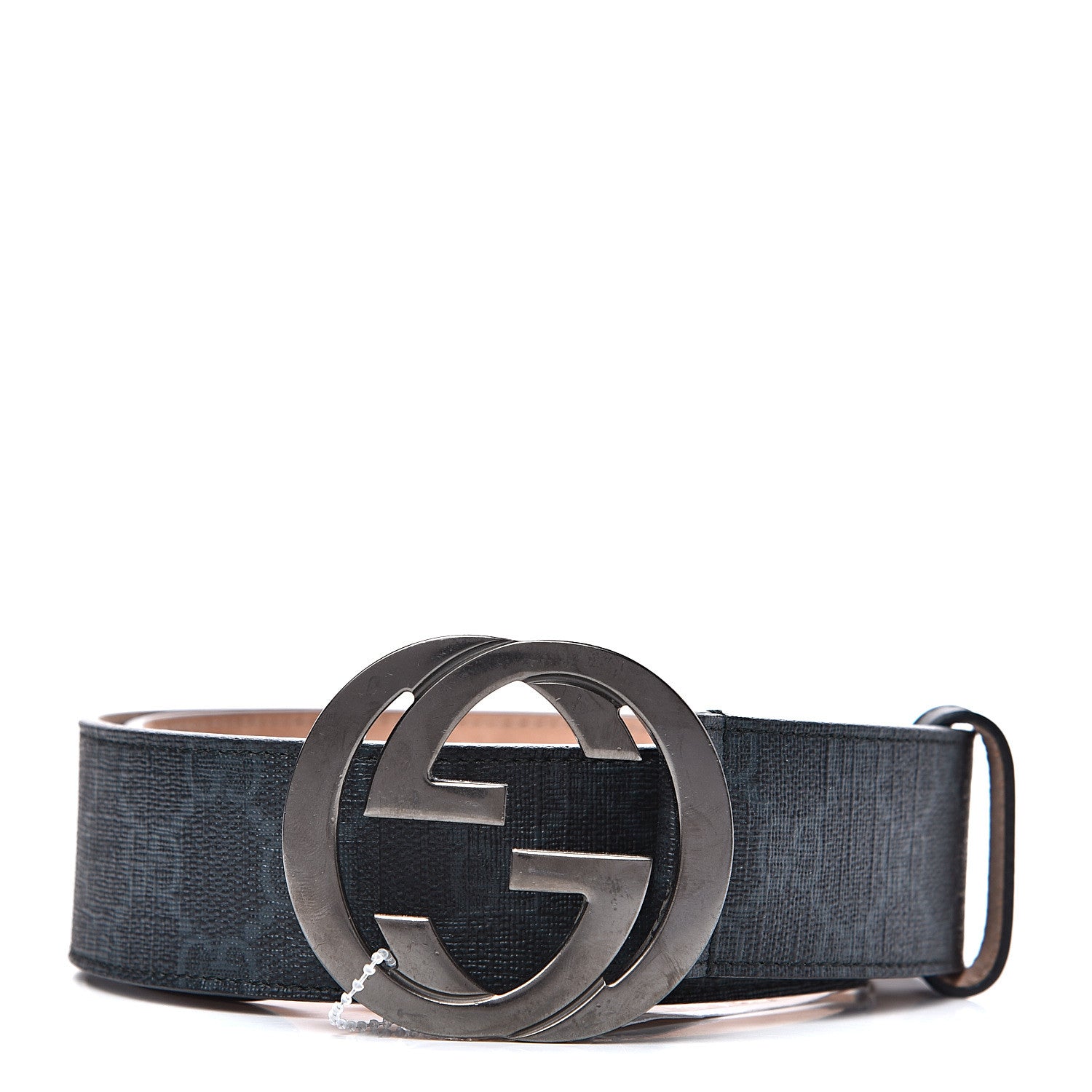 Gucci GG Supreme Monogram Selleria Calfskin Interlocking G 40mm Belt 70 28 Grey Black 1 of 5