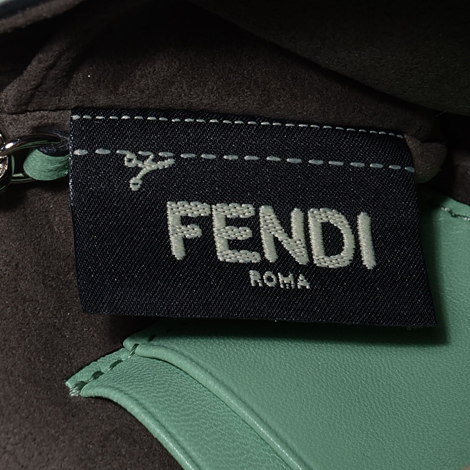 Fendi Nappa Rabbit Fox Fur Micro Buggie Baguette Verde Acqua 7 of 11
