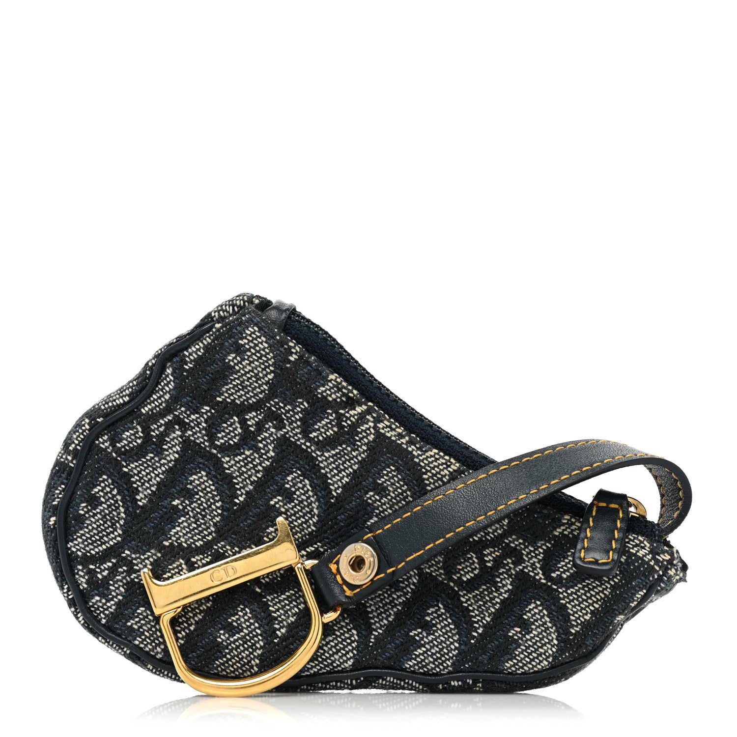 Christian Dior Monogram Saddle Coin Purse Navy 1 of 7