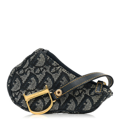 Christian Dior Monogram Saddle Coin Purse Navy 1 of 7