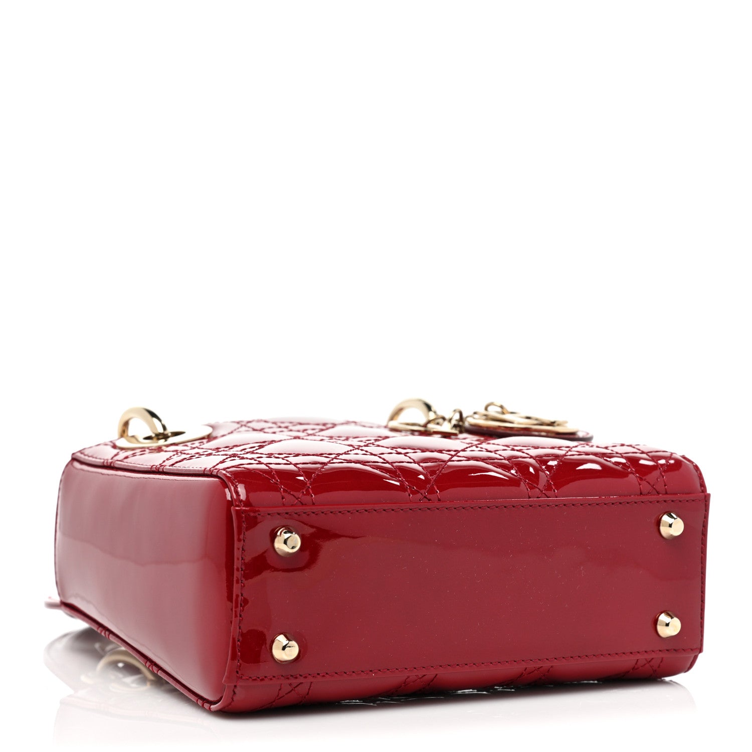 Christian Dior Patent Cannage Mini Lady Dior Red 4 of 9
