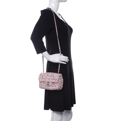 Chanel Tweed Quilted Mini Rectangular Flap Light Pink Silver Blue 2 of 10