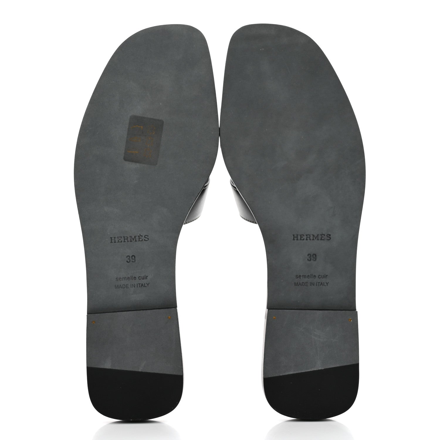 Hermes Box Calfskin Oran Sandals 39 Black 5 of 8