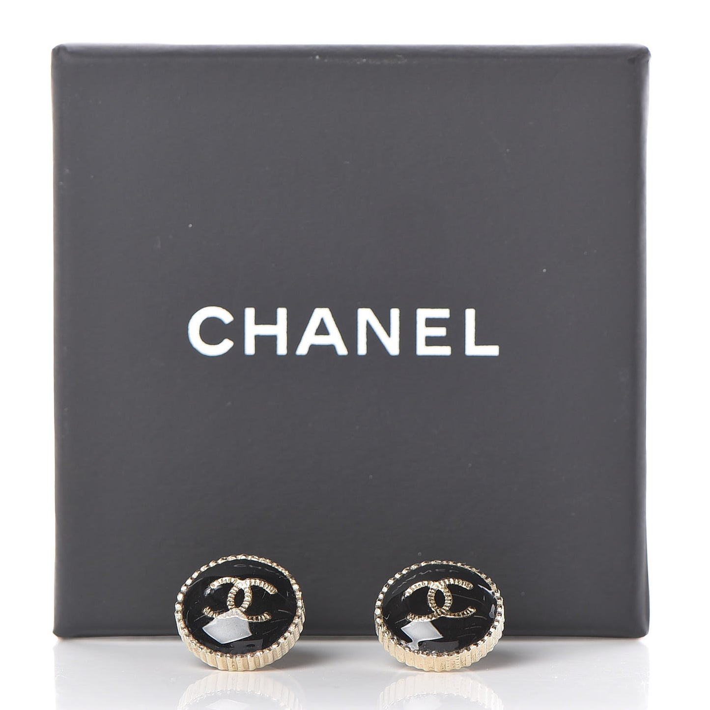 Resin CC Earrings Black Gold