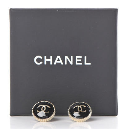 Chanel Resin CC Earrings Black Gold 5 of 5