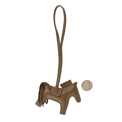 Hermes Milo Lambskin Grigri Rodeo Horse Bag Charm PM Etoupe 2 of 4