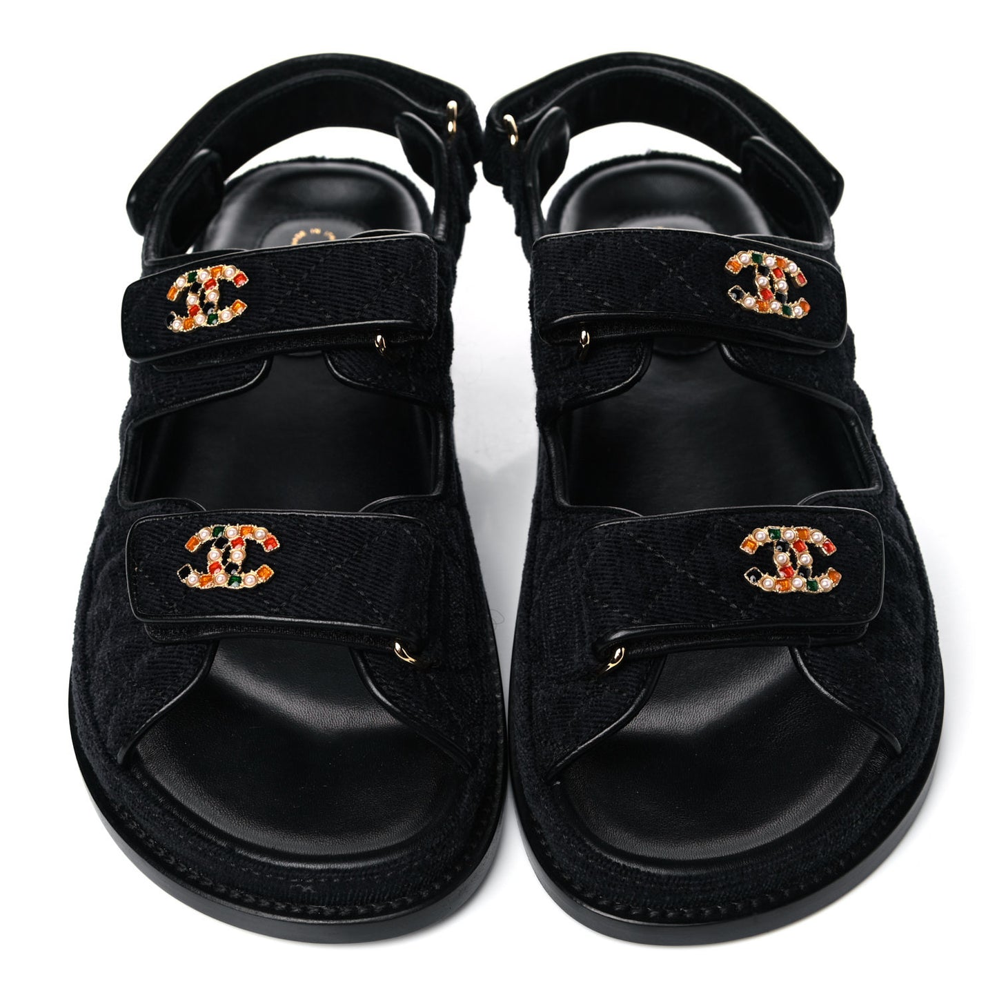 Velvet Velcro Dad Sandals 37.5 Navy Blue