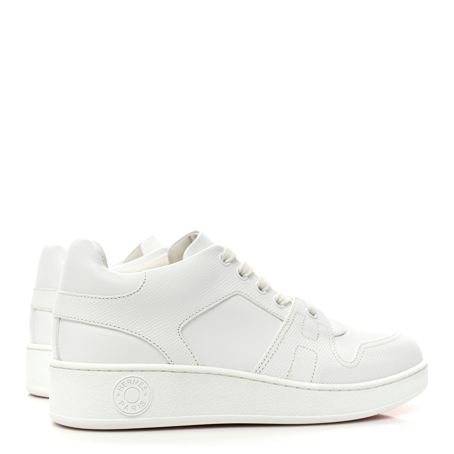 Hermes Epsom Calfskin Womens Free Sneakers 37 White 4 of 8