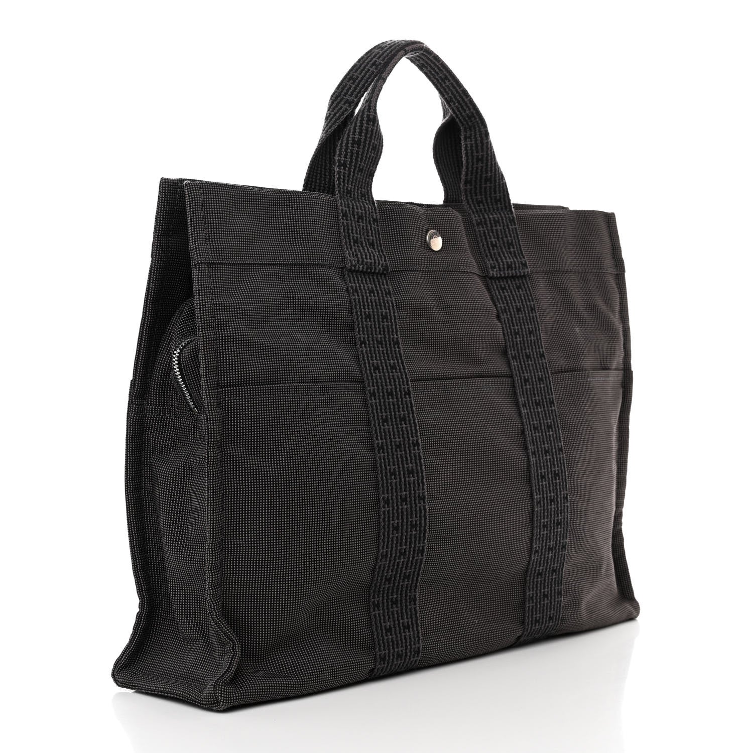 Hermes Toile Fourre Tout MM Grey Black 3 of 12