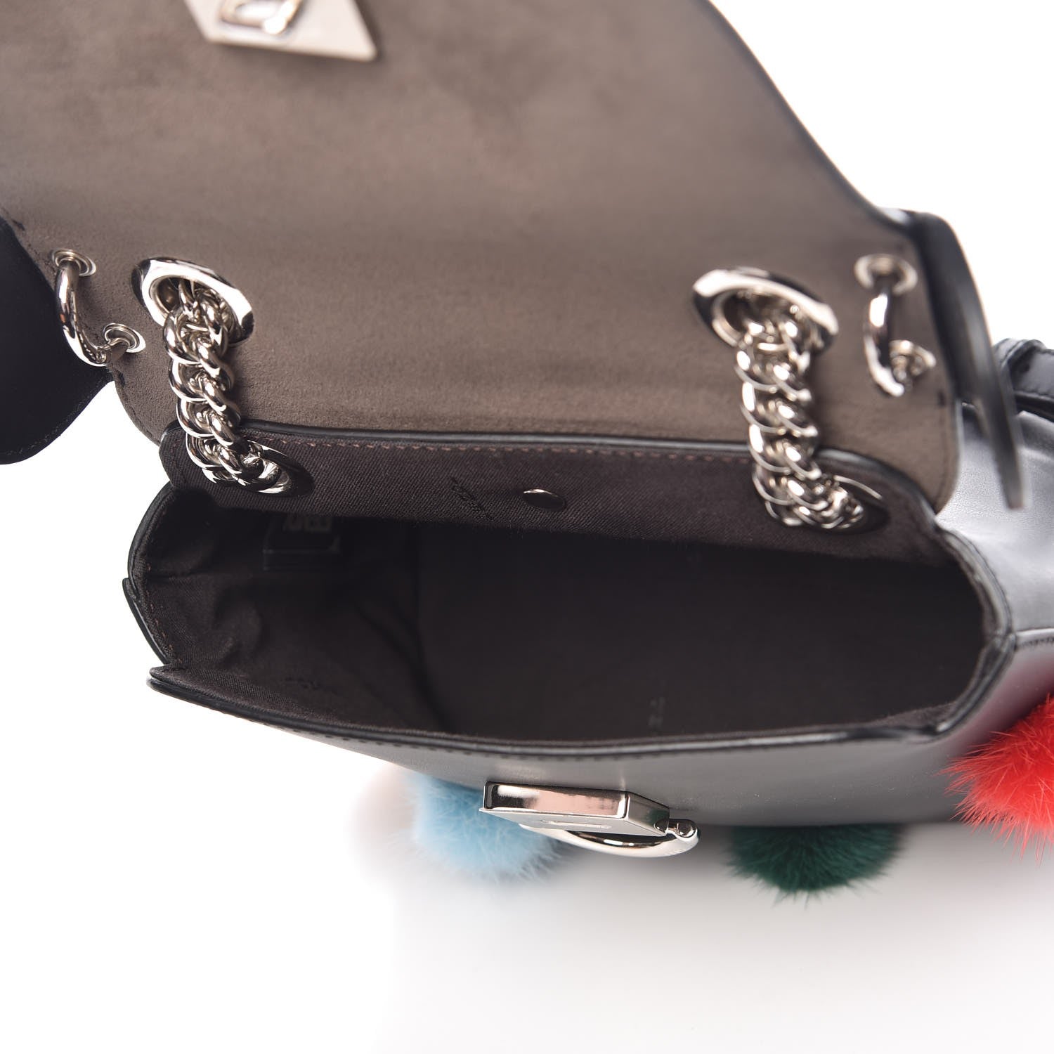 Fendi Calfskin Pom Pom Mini Back to School Backpack Black 5 of 9