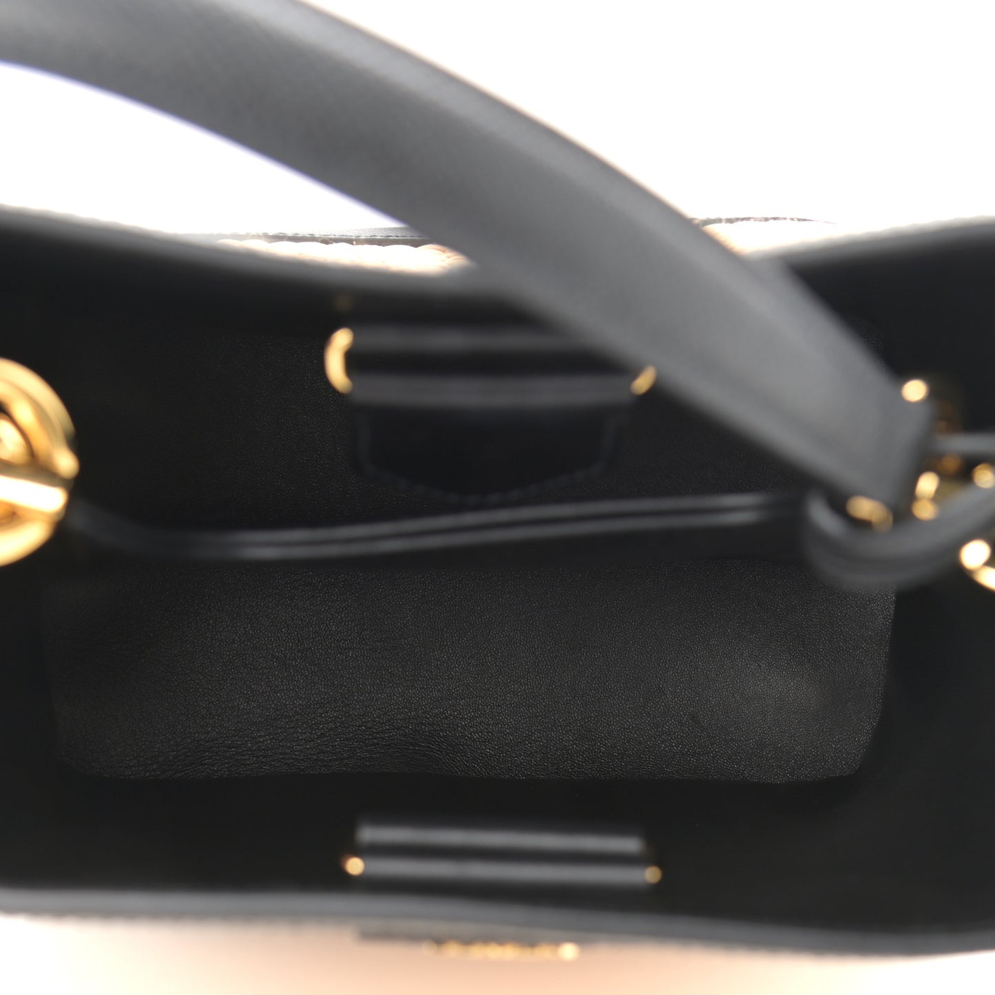 Paglia Saffiano Medium Panier Bucket Bag Naturale Black