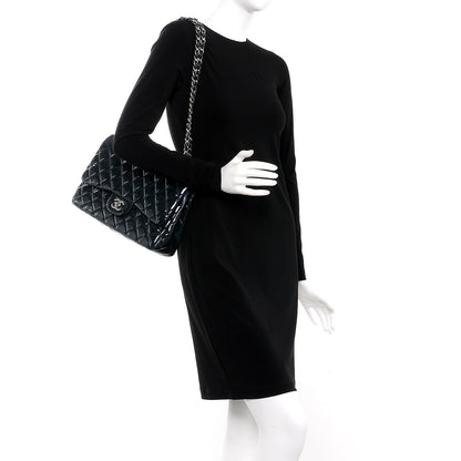 Chanel Patent Quilted Jumbo Double Flap Blue 3 of 17