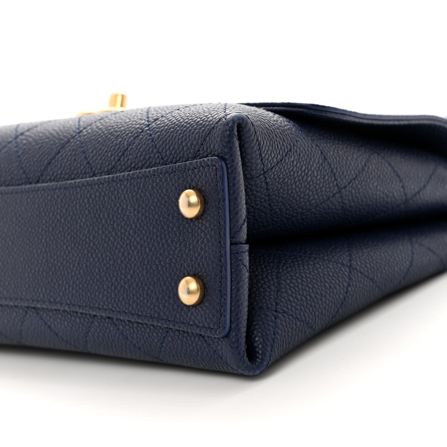 Chanel Grained Calfskin Small Stitched Flap Navy Blue 10 of 10