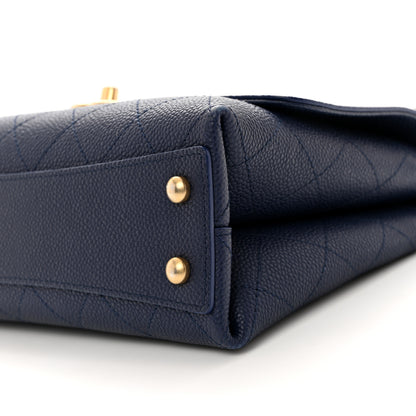 Chanel Grained Calfskin Small Stitched Flap Navy Blue 10 of 10