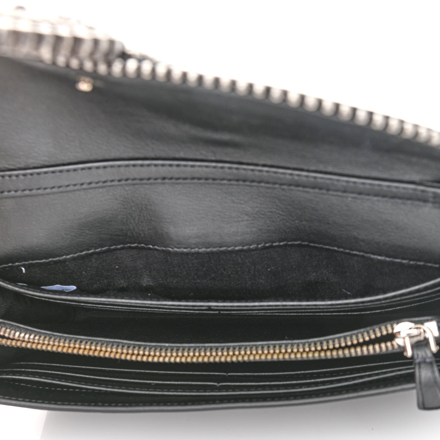 Marc Jacobs Smooth Calfskin Crystal Stud Embellished Clutch Chain Wallet Black 5 of 11