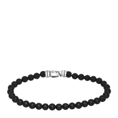 David Yurman Sterling Silver Black Onyx 6mm Spiritual Beads Bracelet 1 of 4