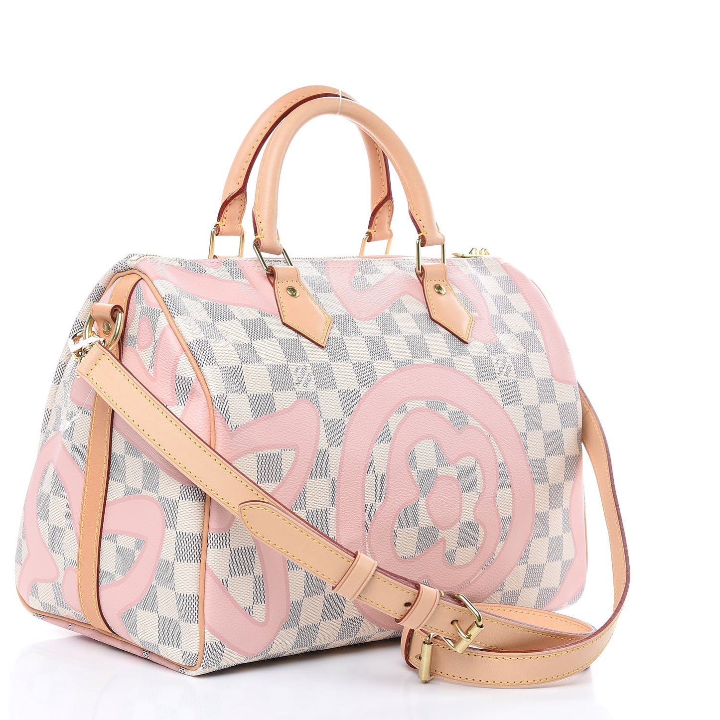 Damier Azur Tahitienne Speedy Bandouliere 30 Rose Ballerine