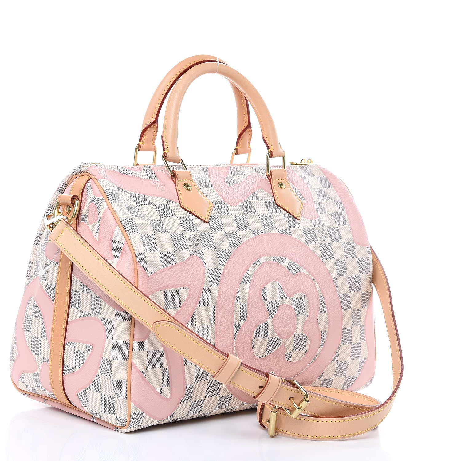Louis Vuitton Damier Azur Tahitienne Speedy Bandouliere 30 Rose Ballerine 3 of 13