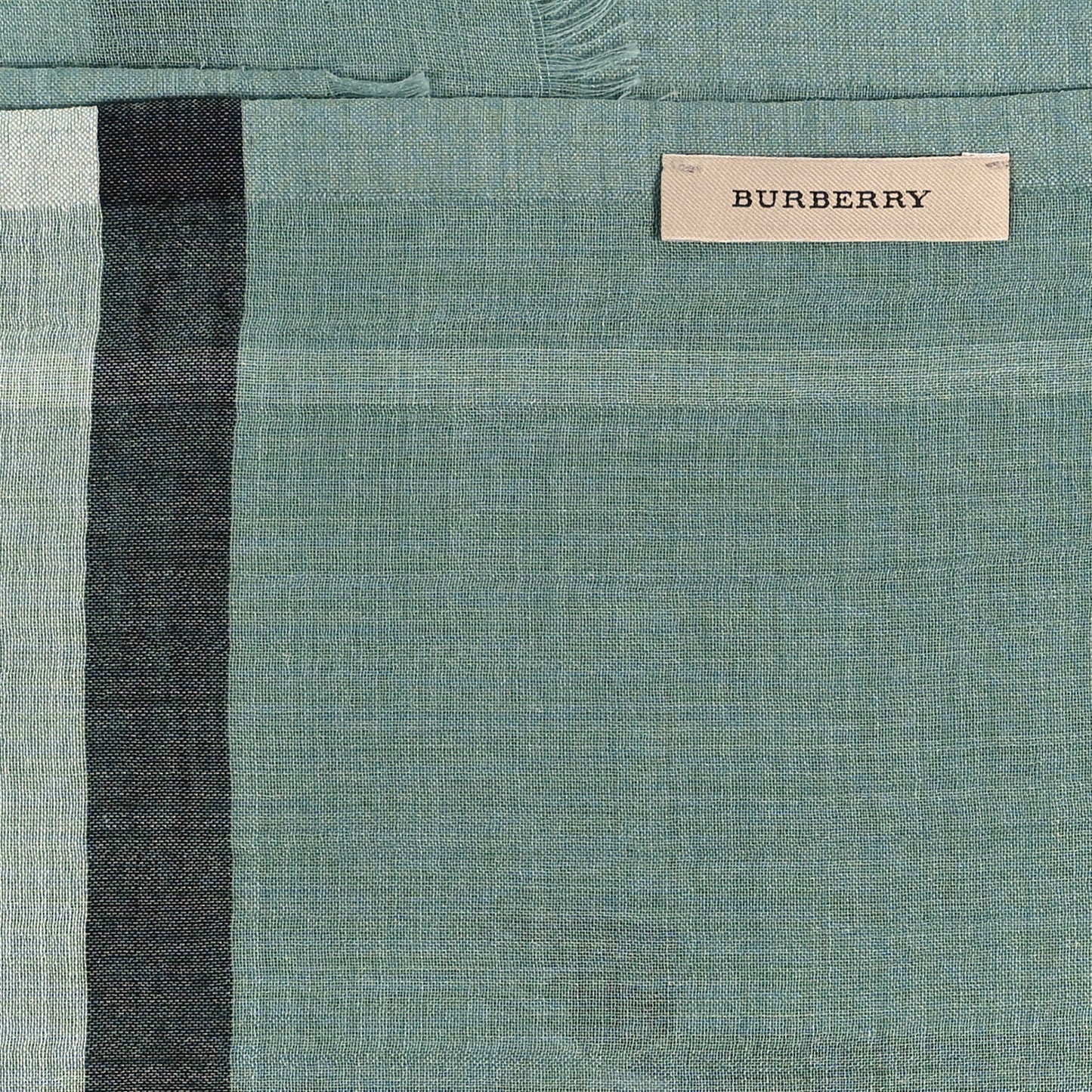 Wool Silk Gauze Giant Check Scarf Turquoise