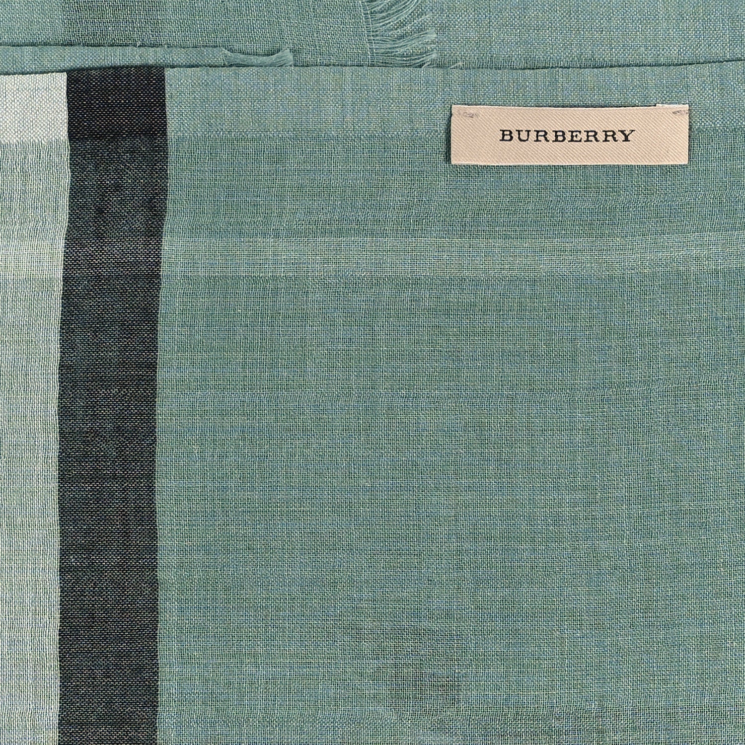Burberry Wool Silk Gauze Giant Check Scarf Turquoise 3 of 3