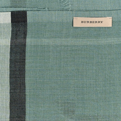 Burberry Wool Silk Gauze Giant Check Scarf Turquoise 3 of 3