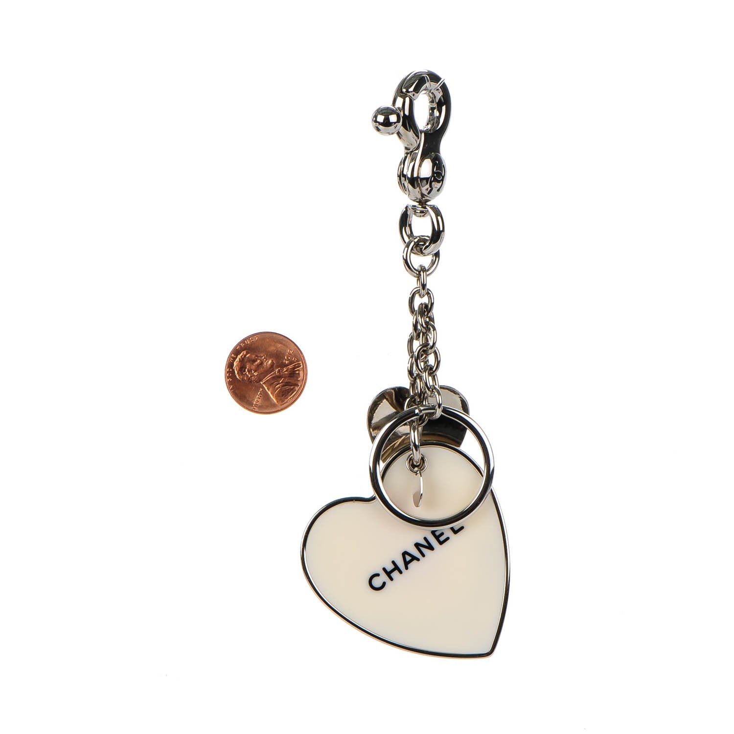 Chanel Bonne Chance Heart Keychain White 2 of 4