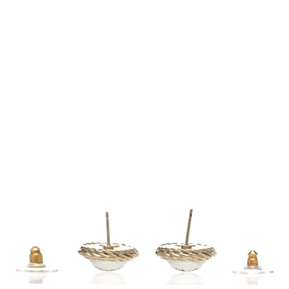 Chanel Pearl Crystal CC Round Earrings Light Gold 3 of 5