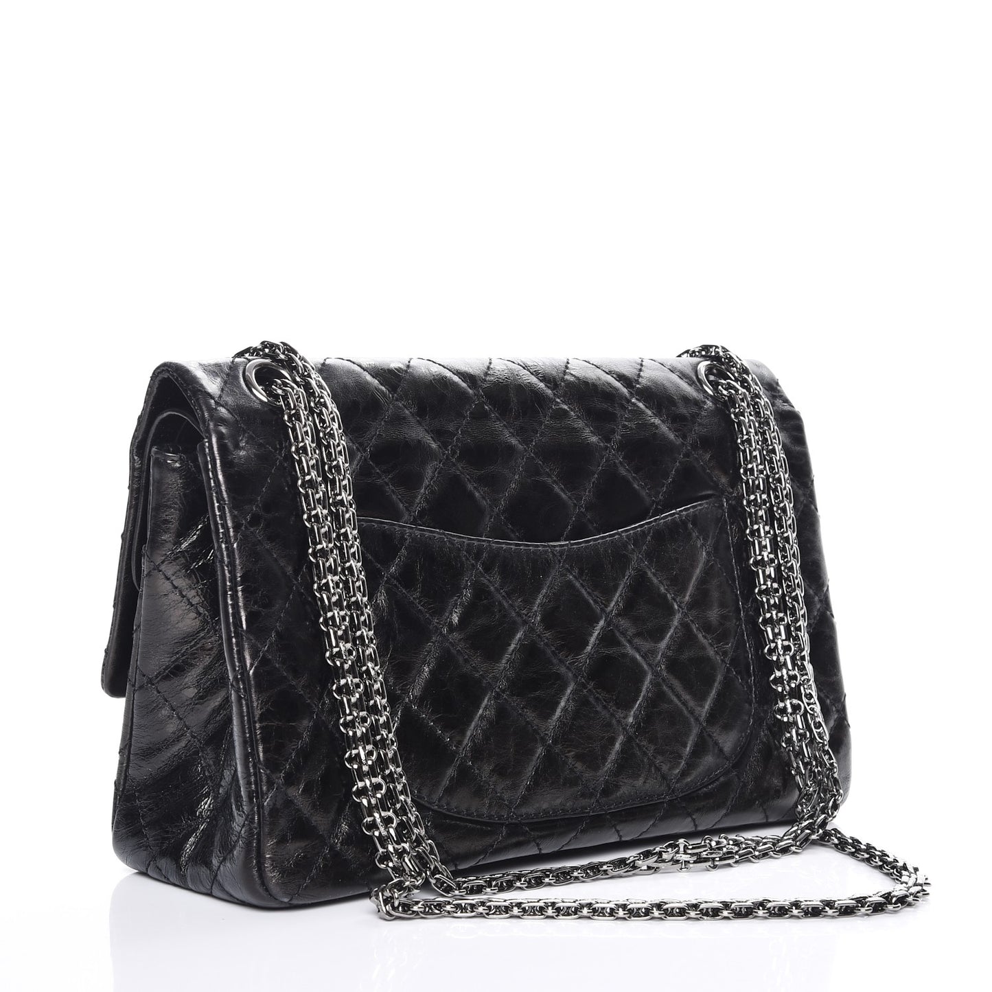 Metallic Aged Calfskin Quilted 2.55 Reissue 226 Flap Black