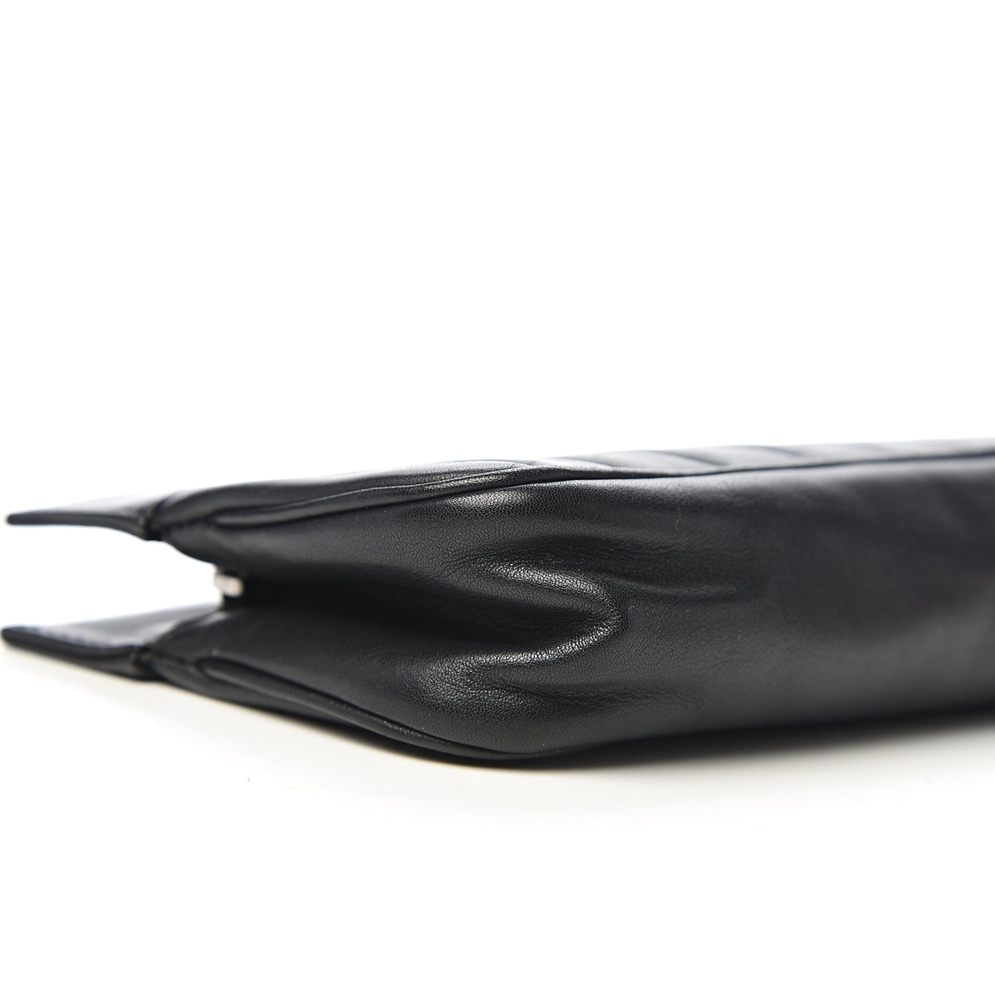 Calfskin Vertical Quilted Lax Clutch With Chain Black