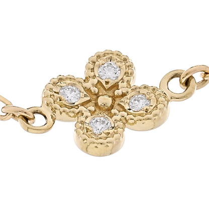 Mikimoto 18K Yellow Gold Diamond Akoya Cultured Pearl 4.5-5mm Clover Charm Bracelet 5 of 6