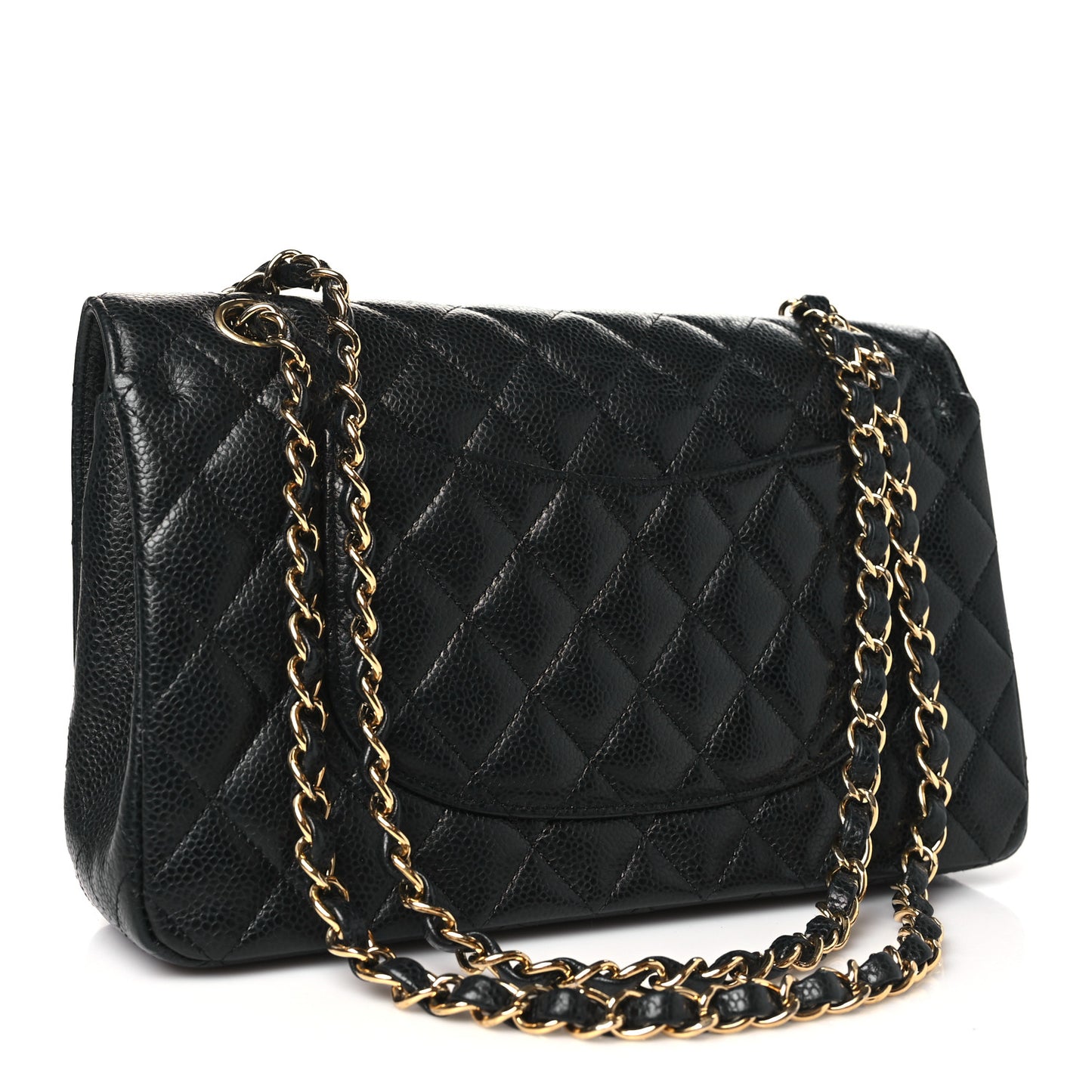 Caviar Quilted Medium Double Flap Black