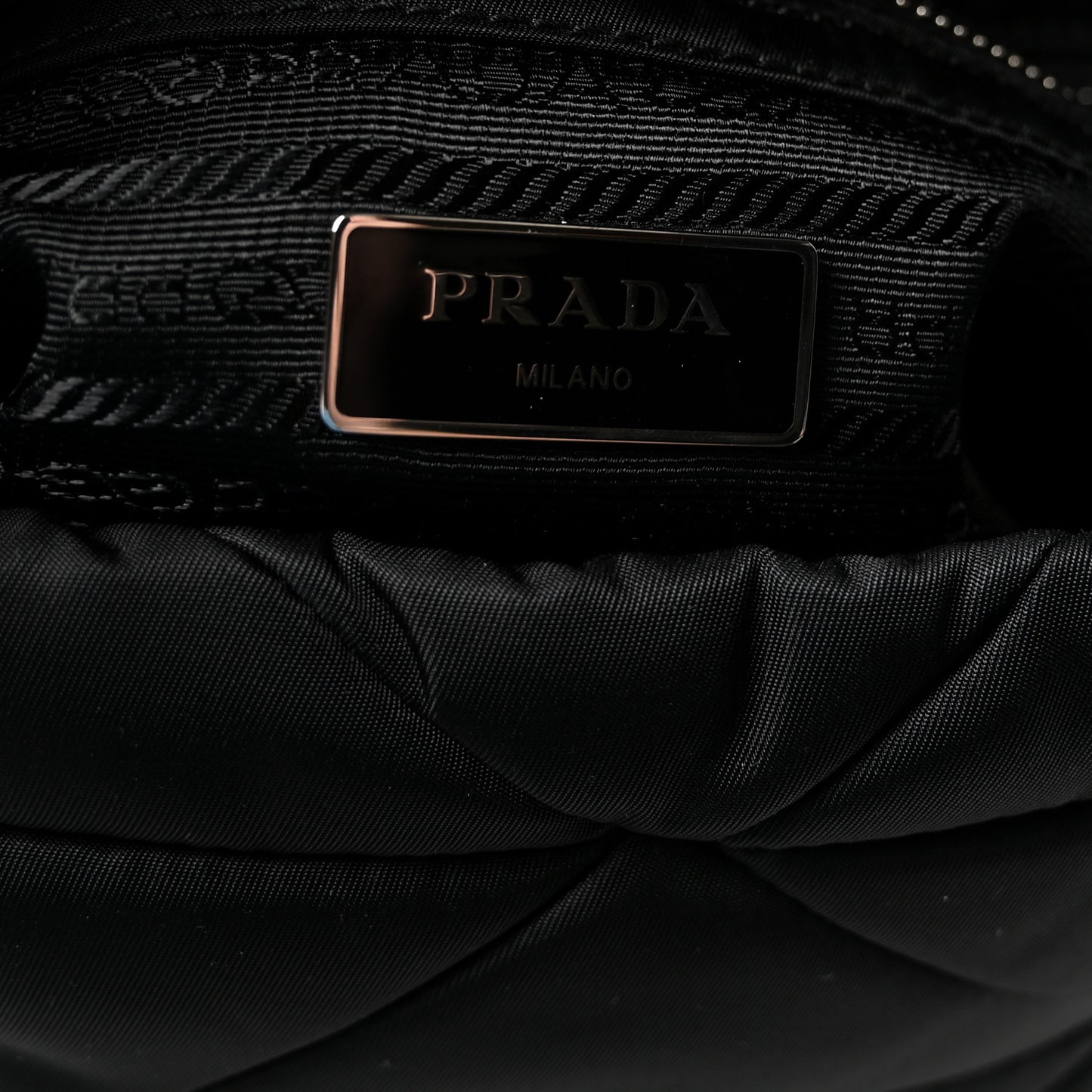 Re-Nylon Quilted Padded Flap Shoulder Bag Black