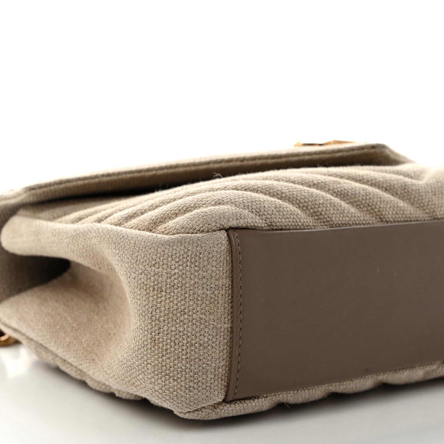 Saint Laurent Linen Quilted College Medium Chain Bag Taupe 9 of 11