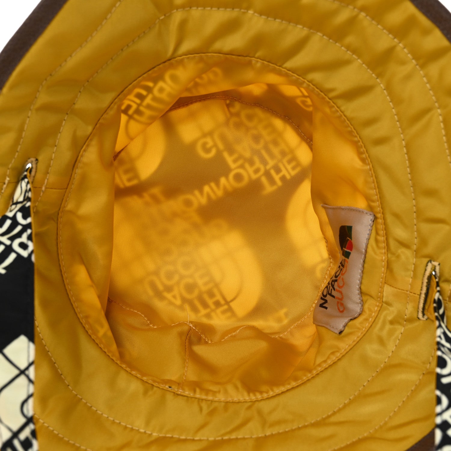 Gucci X THE NORTH FACE Nylon Reversible Self-Tie Bucket Hat XXS Black Yellow 12 of 14