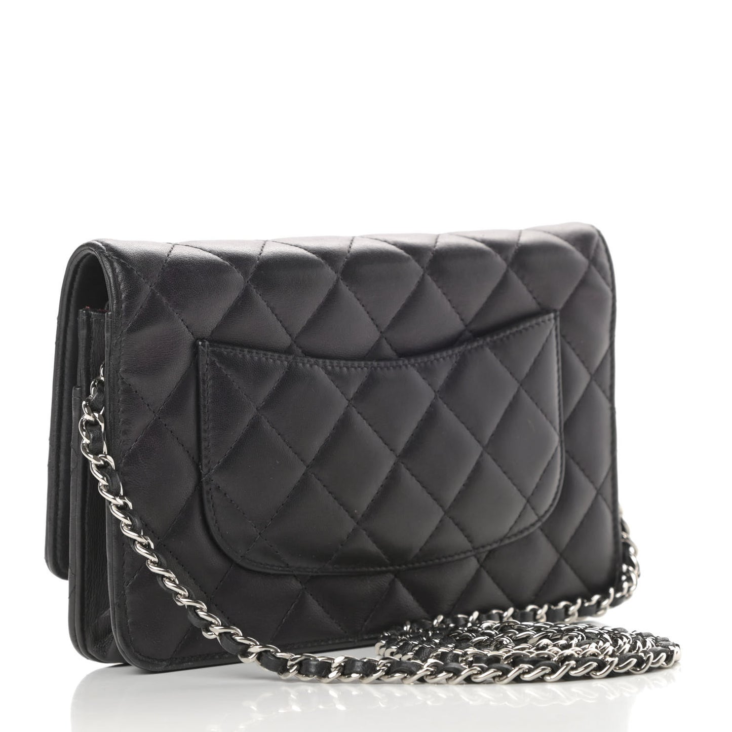 Lambskin Quilted Wallet On Chain WOC Black