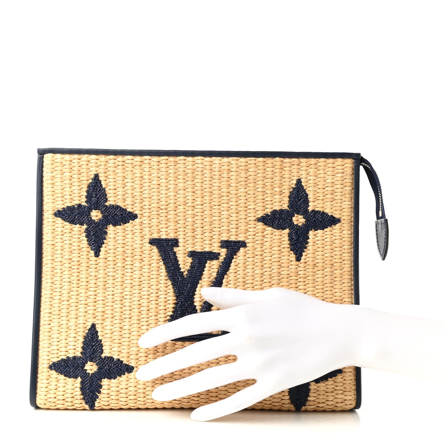 Raffia Calfskin Monogram Giant Toiletry Pouch 26 Blue