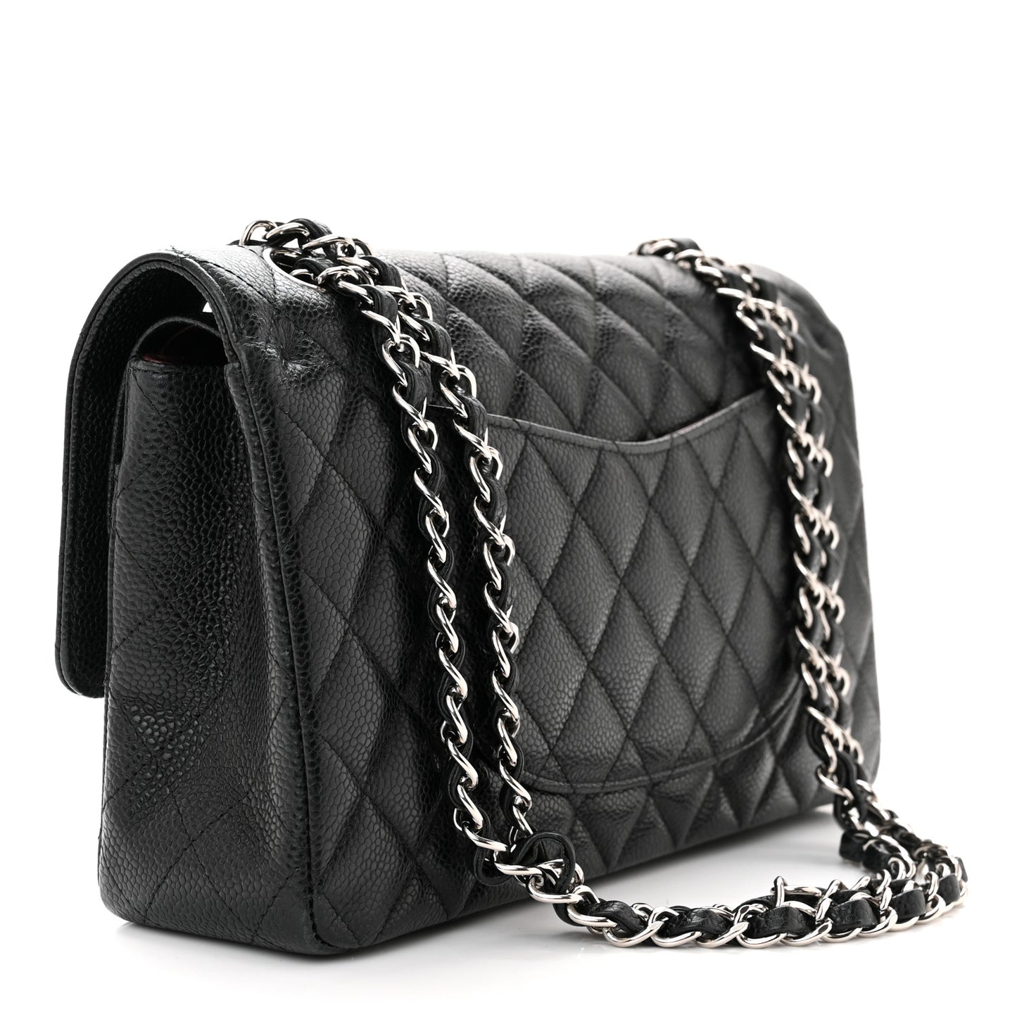 Caviar Quilted Medium Double Flap Black