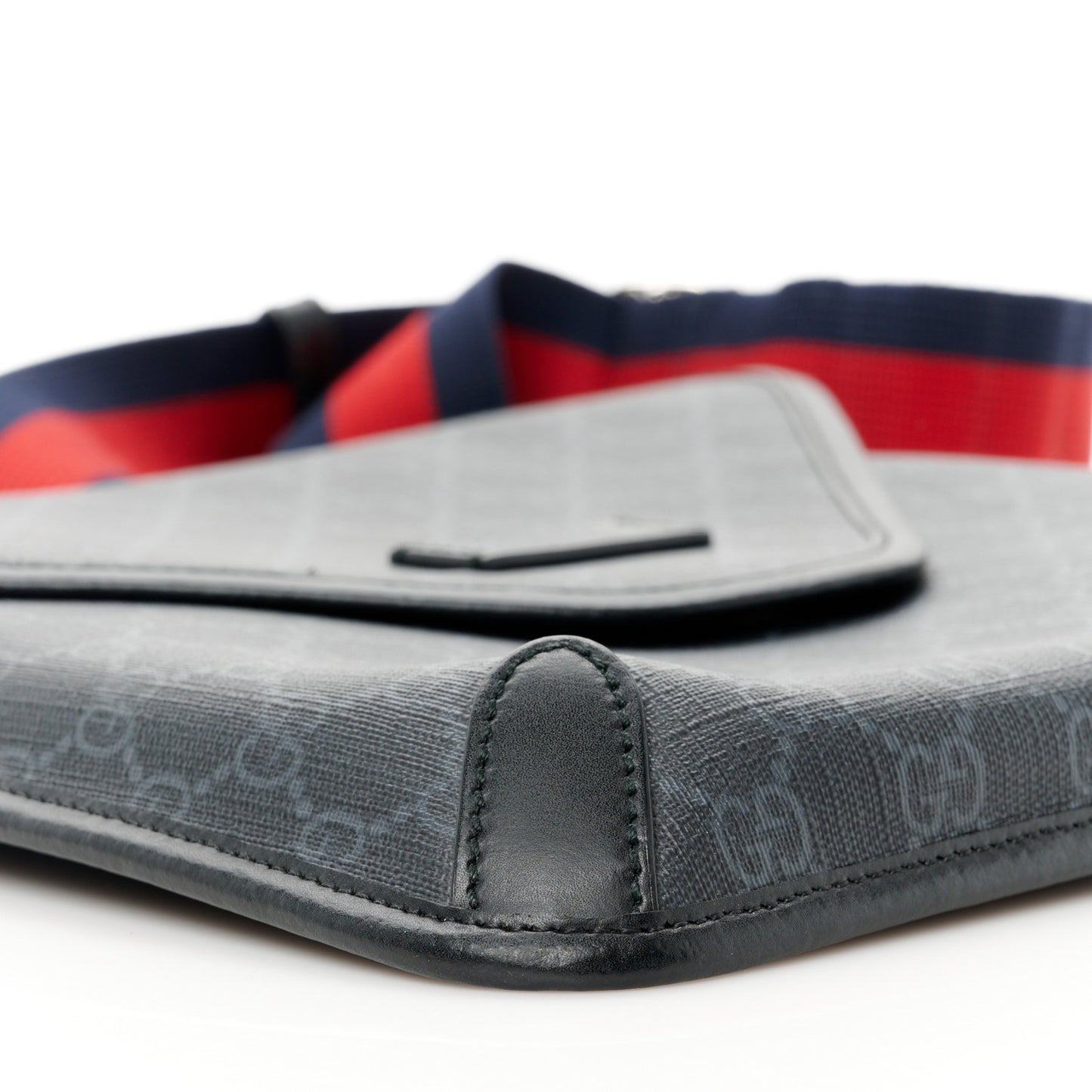 GG Supreme Monogram Web Medium Messenger Bag Black Grey