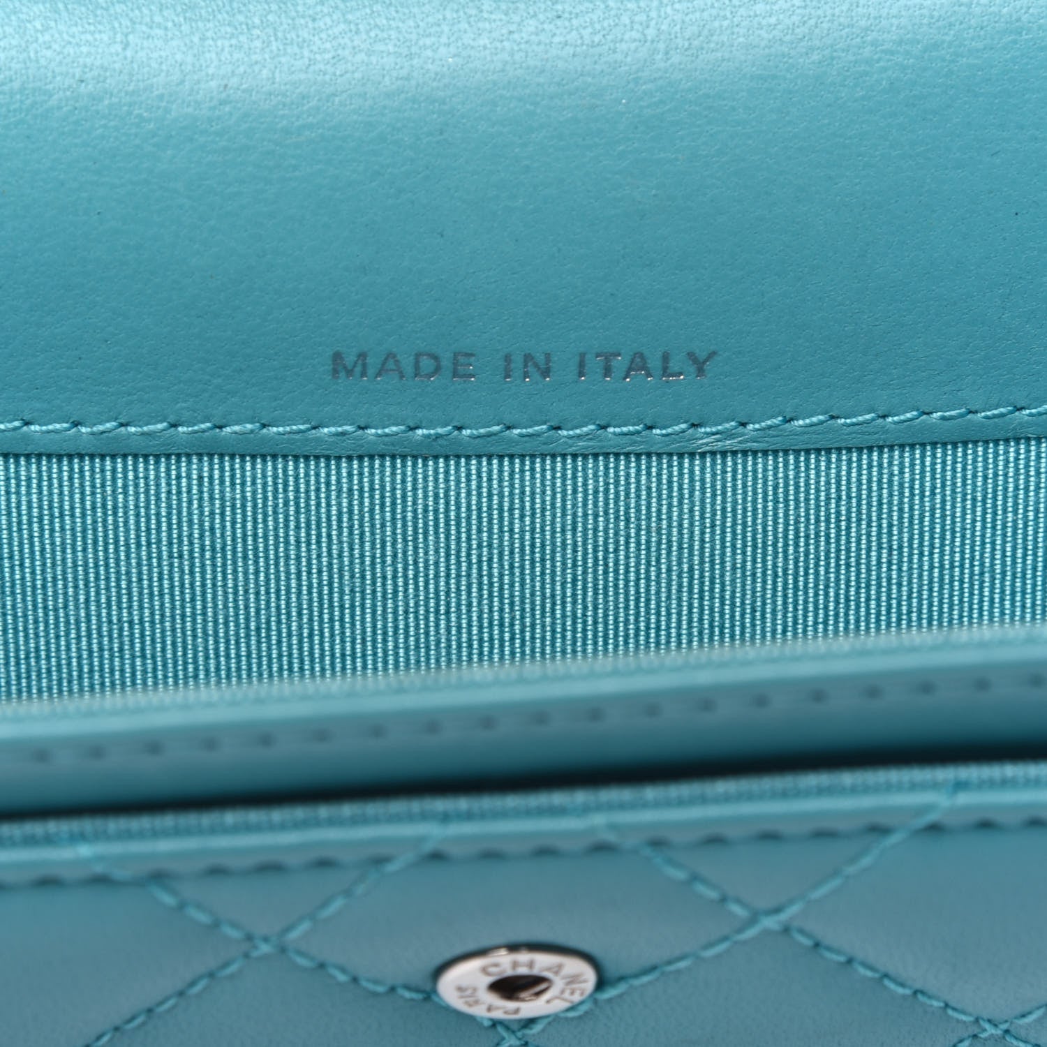 Chanel Lambskin Quilted Flap Card Holder Turquoise 7 of 18