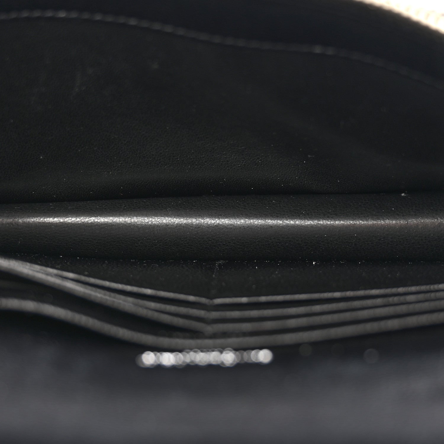 Saint Laurent Grain De Poudre Matelasse Chevron Monogram Envelope Chain Wallet Black 5 of 12