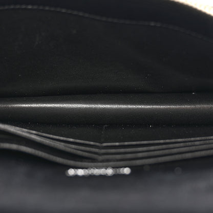 Saint Laurent Grain De Poudre Matelasse Chevron Monogram Envelope Chain Wallet Black 5 of 12
