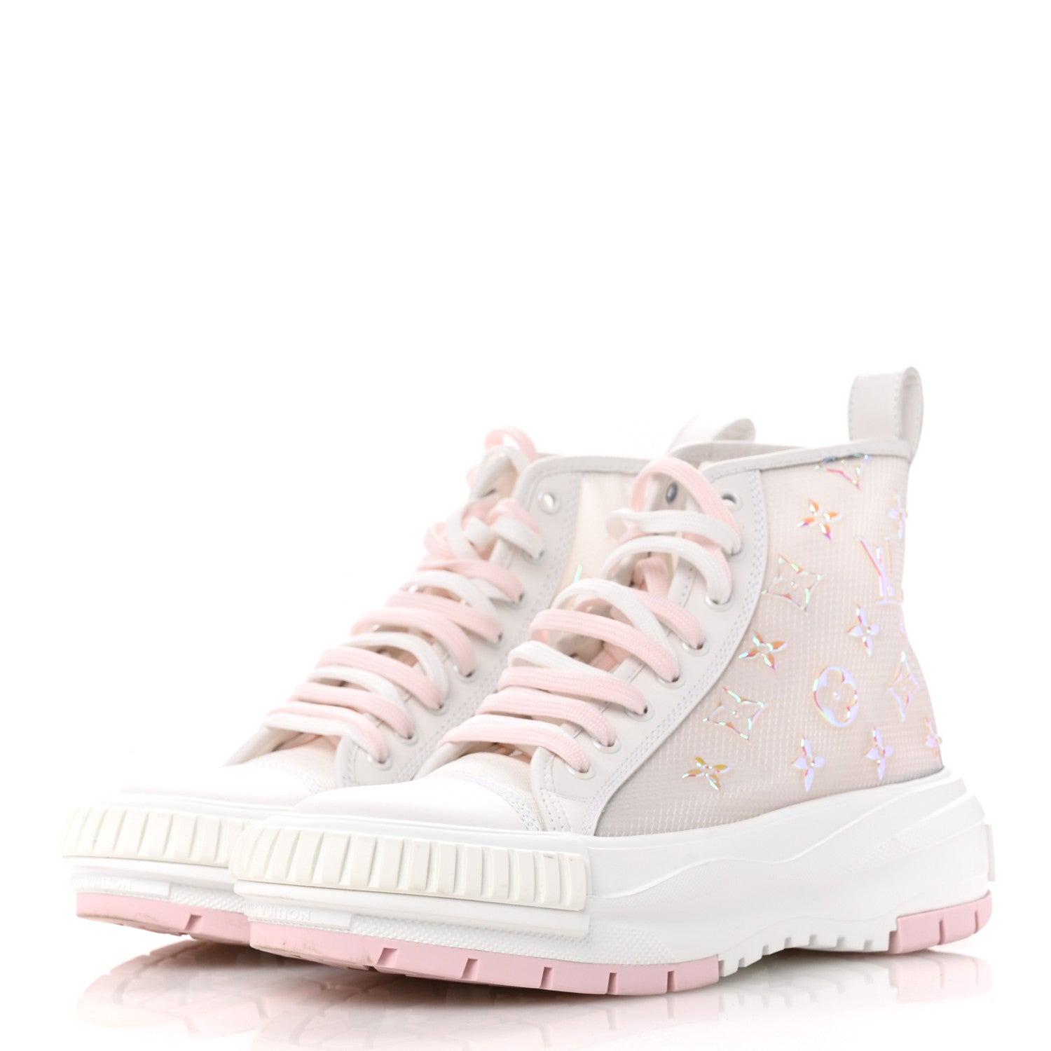 Louis Vuitton Iridescent Technical Mesh Monogram LV Squad Sneaker Boots 38.5 Rose Clair 4 of 12