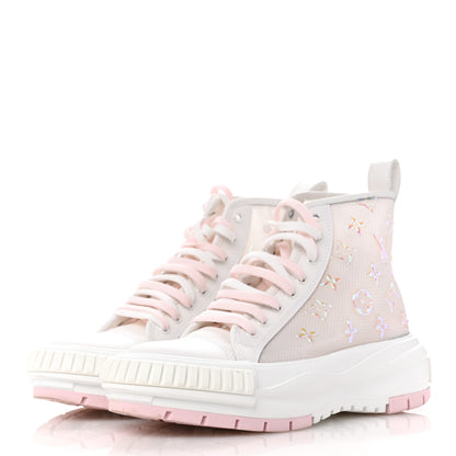 Louis Vuitton Iridescent Technical Mesh Monogram LV Squad Sneaker Boots 38.5 Rose Clair 4 of 12