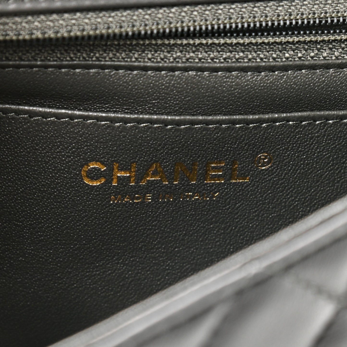 Lambskin Quilted Mini Rectangular Flap Dark Grey
