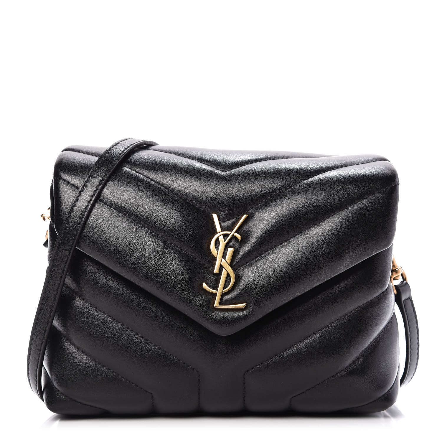 Saint Laurent Calfskin Y Quilted Monogram Toy Loulou Crossbody Bag Black 1 of 10