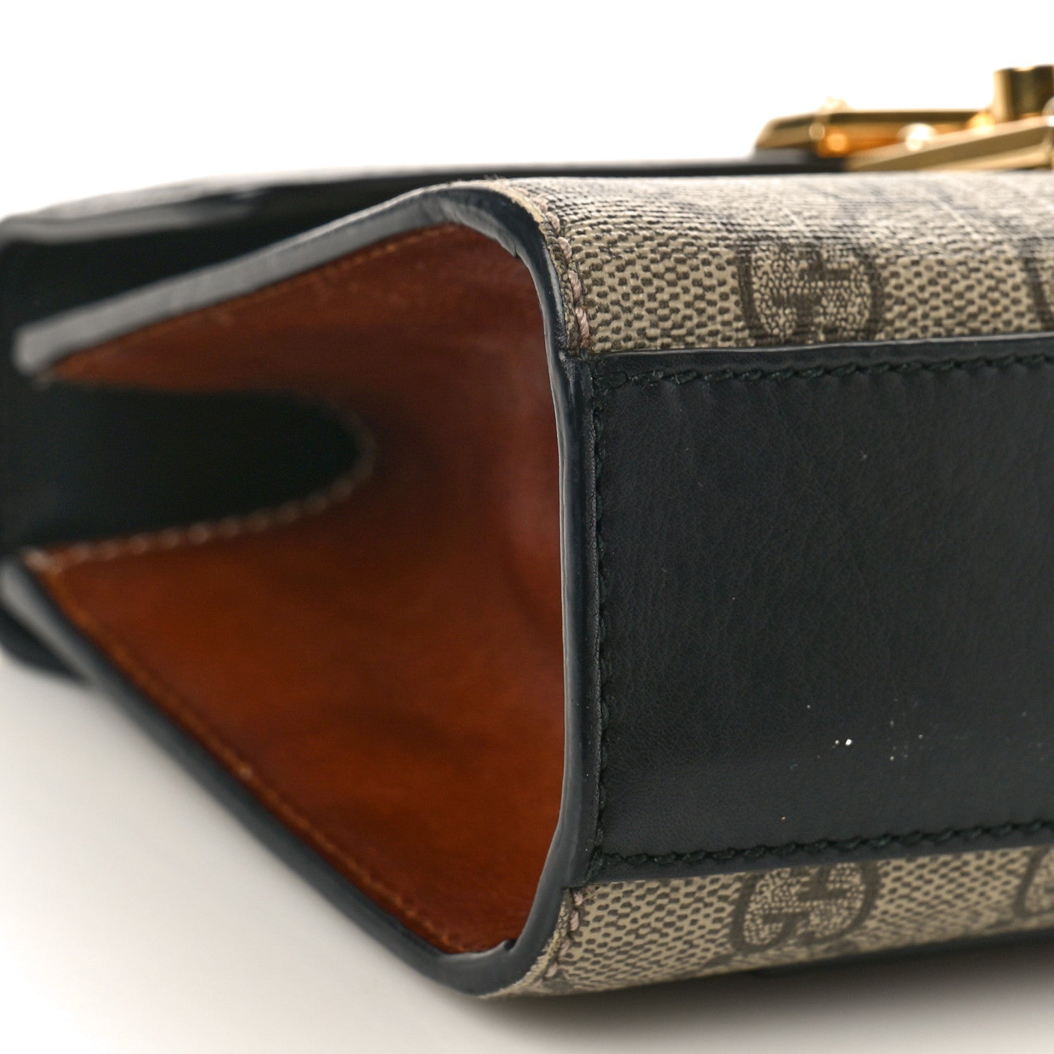 Gucci GG Supreme Monogram Calfskin Small Padlock Shoulder Bag Beige Black Cuir 10 of 12