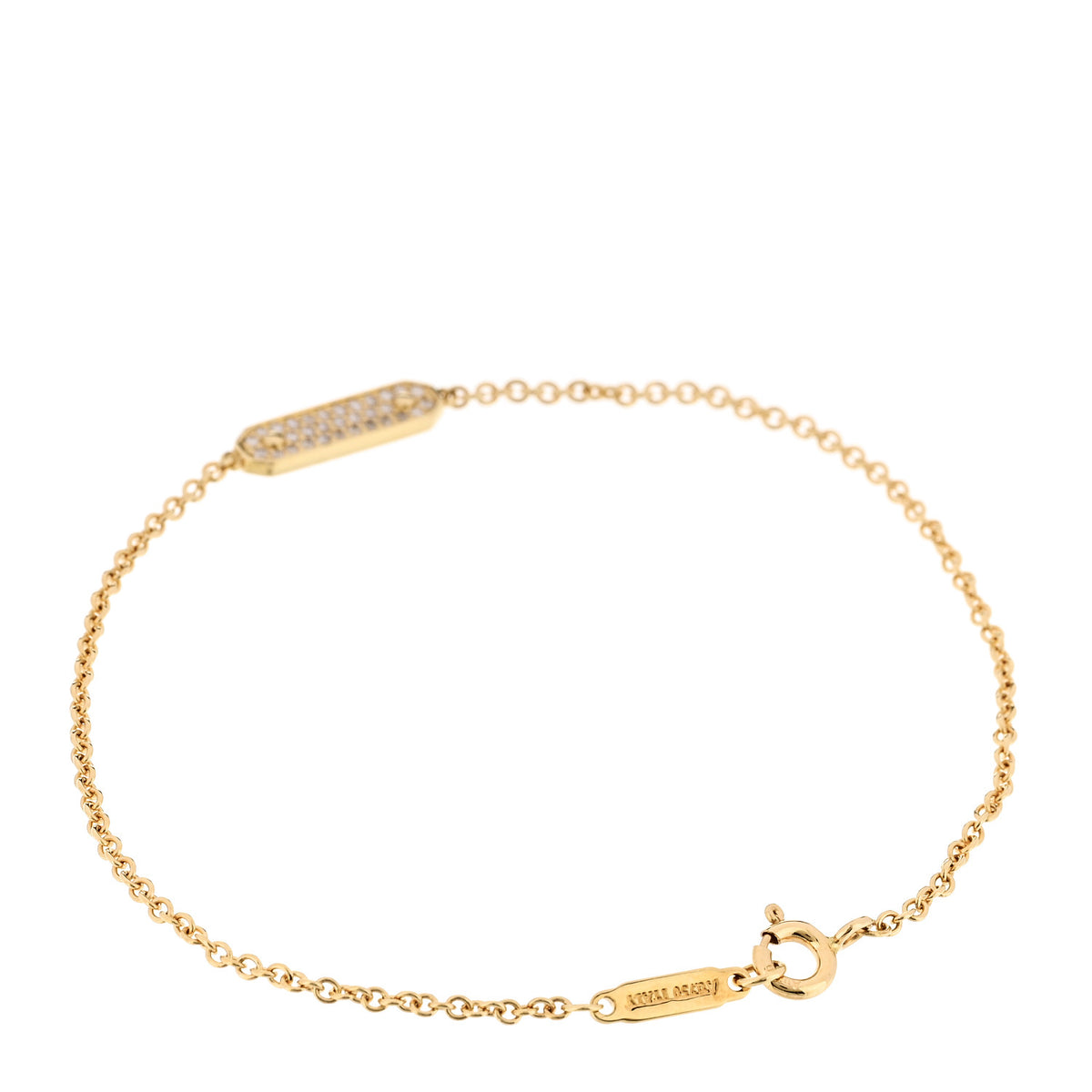 Tiffany 18K Yellow Gold Diamond Tag Chain Bracelet 2 of 5